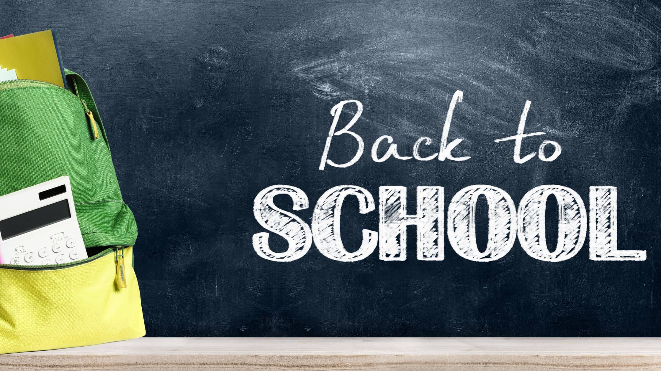 back to school on a chalkboard