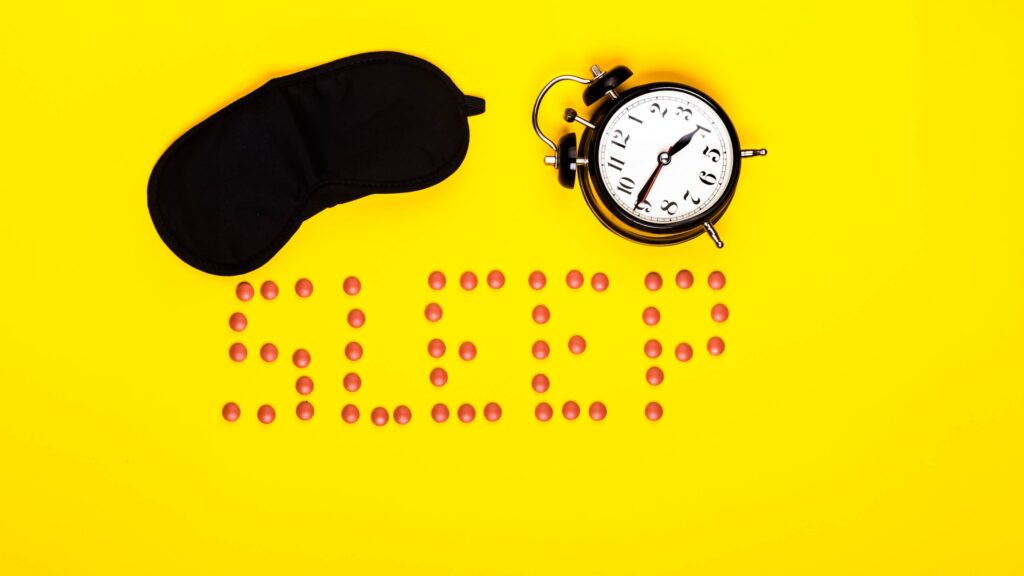 sleep sign on yellow background