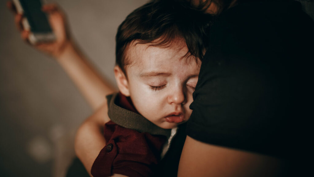 sleeping baby on momma during nap