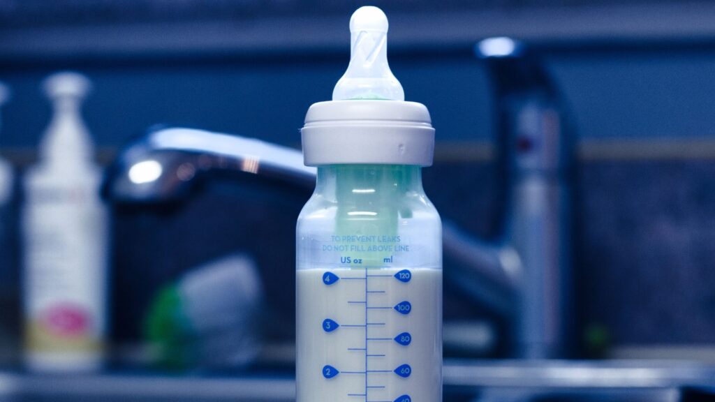 night time baby bottle on counter